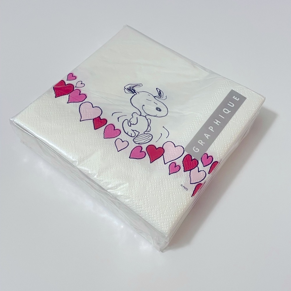 Snoopy Valentine’s Day paper cocktail napkins by Graphique